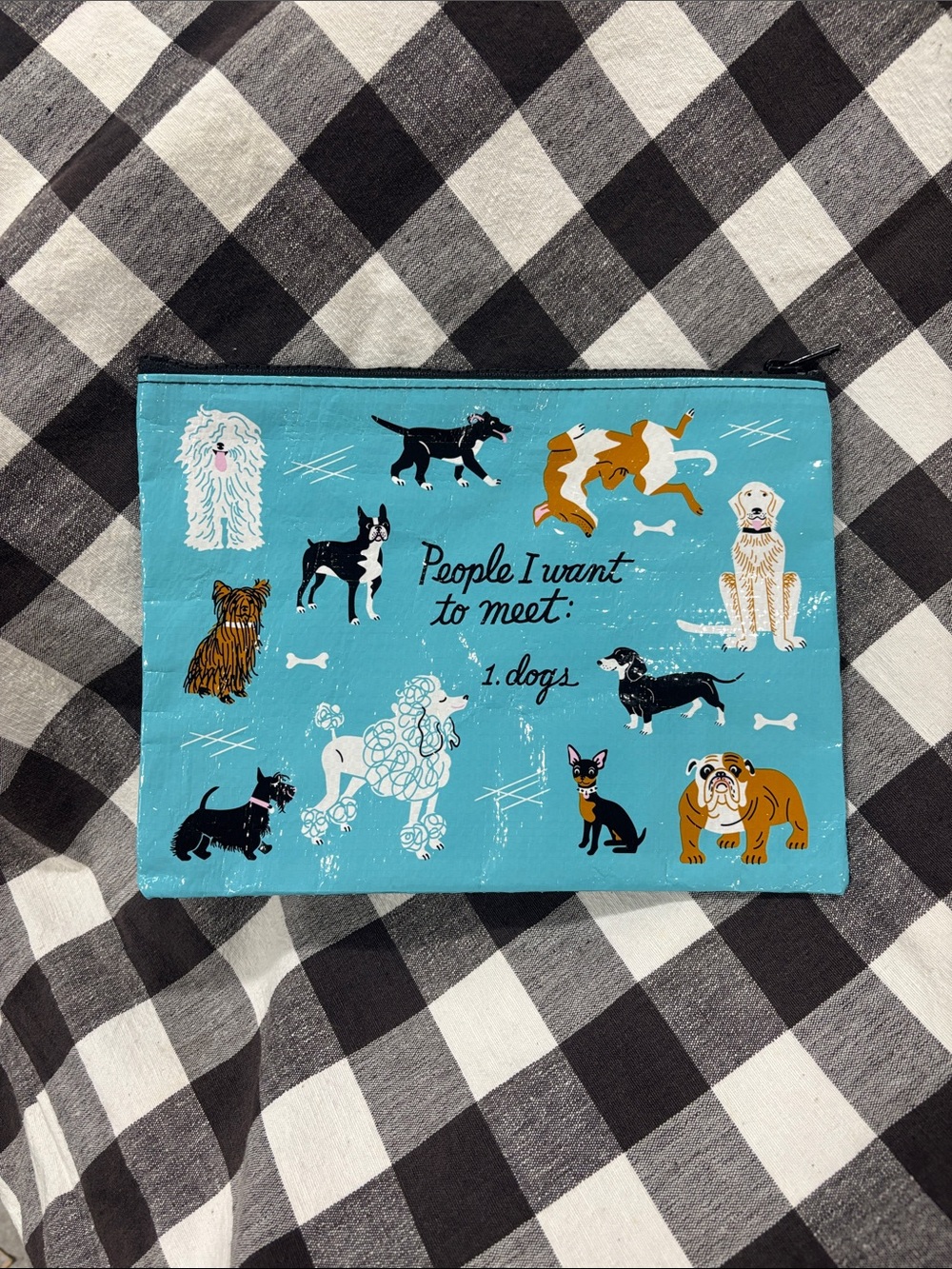 Blue Q Dog Pencil Pouch Makeup Bag